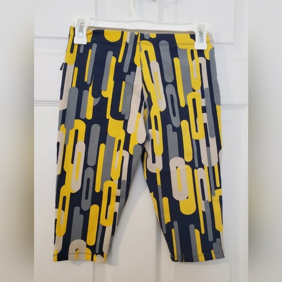❤ LIQUIDO YOGA CROP LEGGINGS YELLOW / NAVY / GRAY CHAIN PATTERN WOMEN'S SIZE MED - Picture 5 of 10